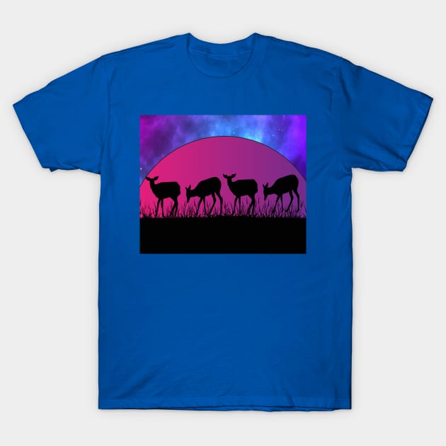 Retro Vintage Sunset Africa At Night T-Shirt by flofin